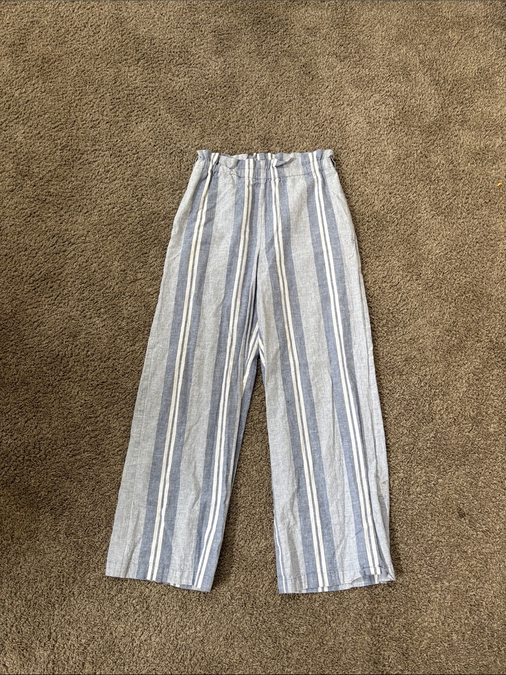 Express Blue and White Striped Wide-Leg Pants
